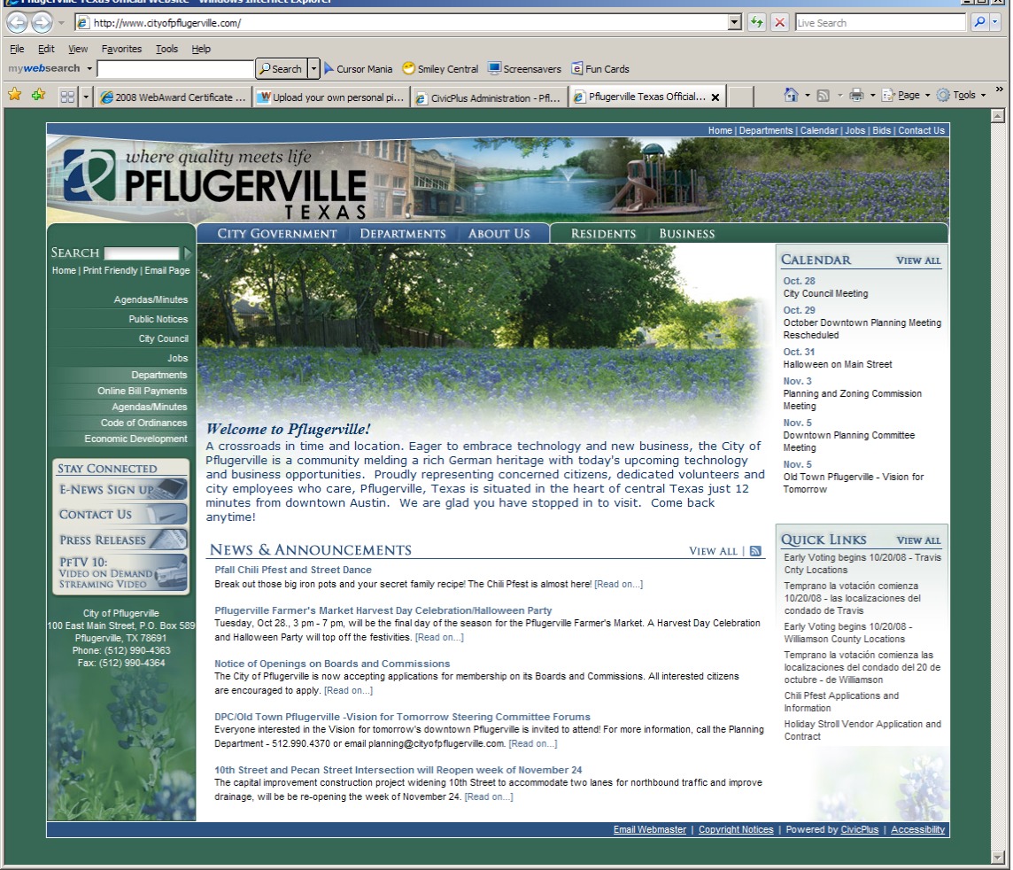 City of Pflugerville Website image