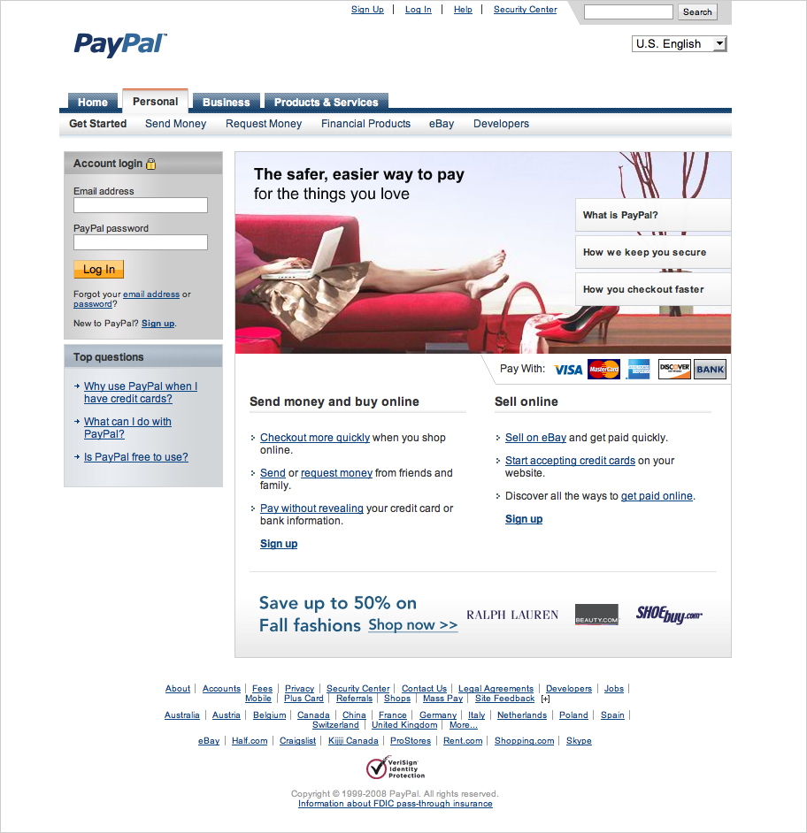 PayPal Site Redesign image