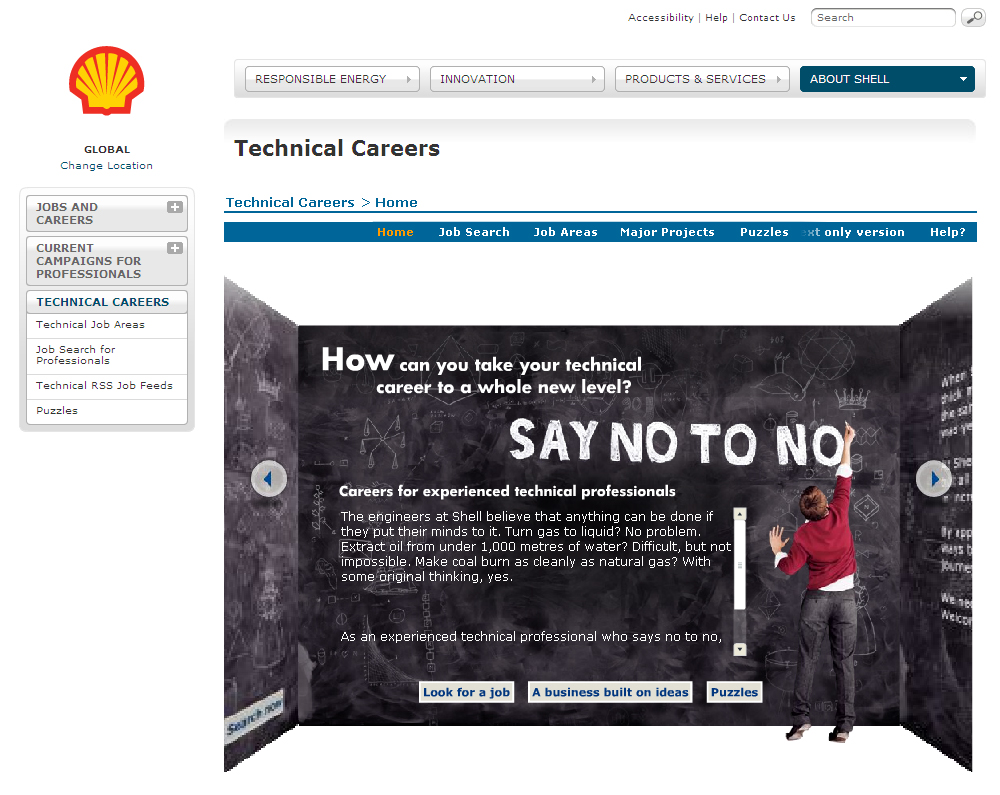 Shell  Say No to No Technical Careers Site image