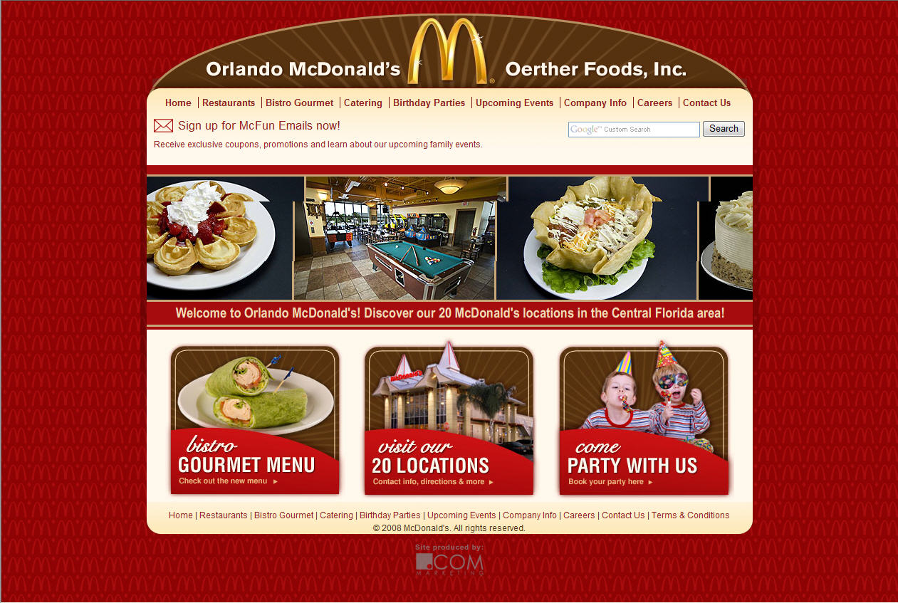 Oerther Foods - McDonald's Party Planner Web Site image