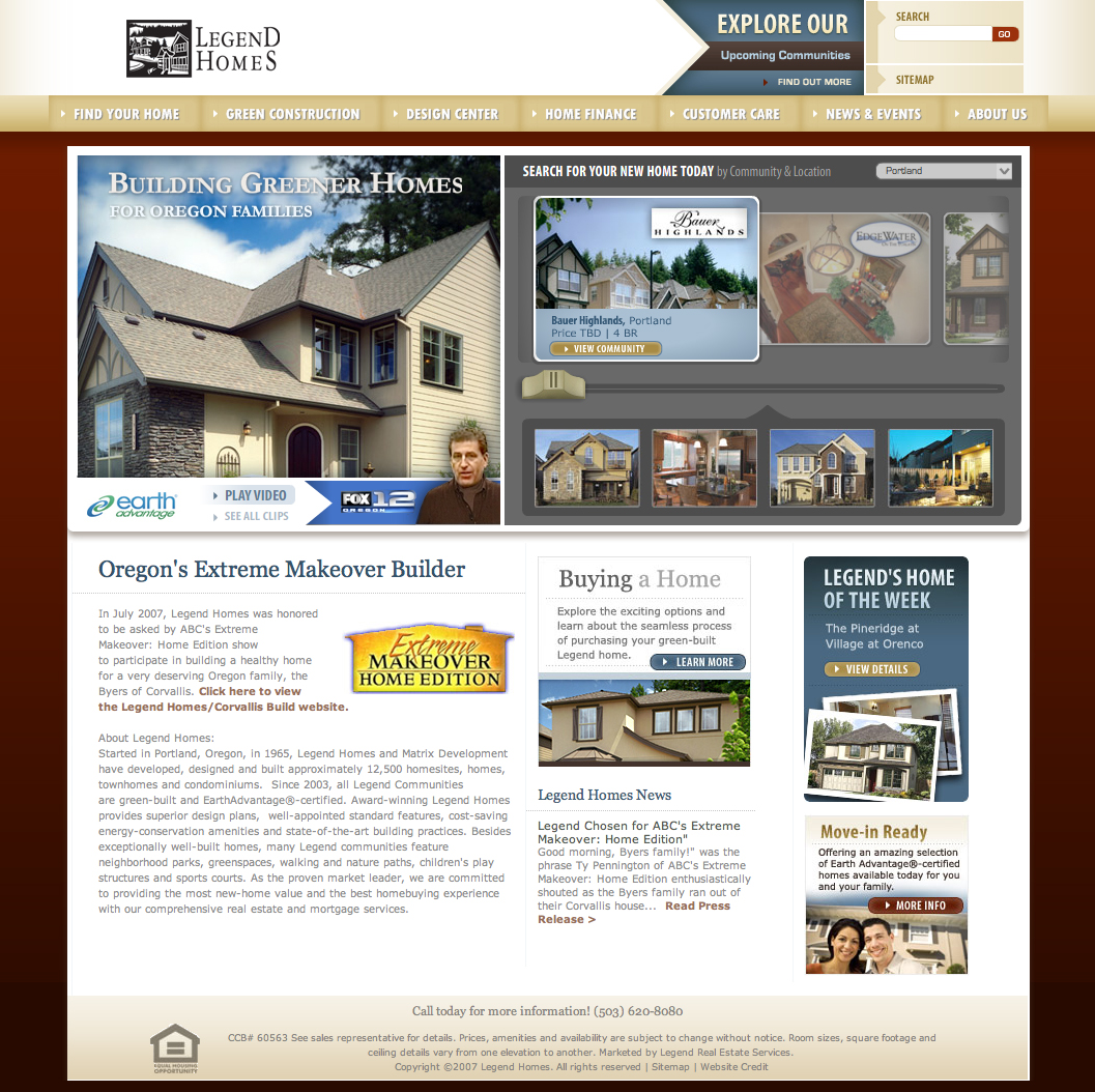 Legend Homes Website image