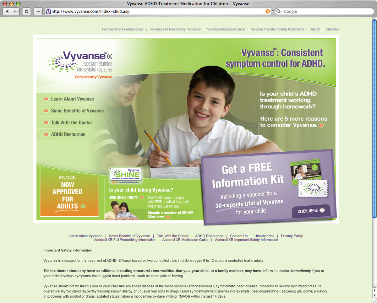 Vyvanse.com Consumer Web Site image