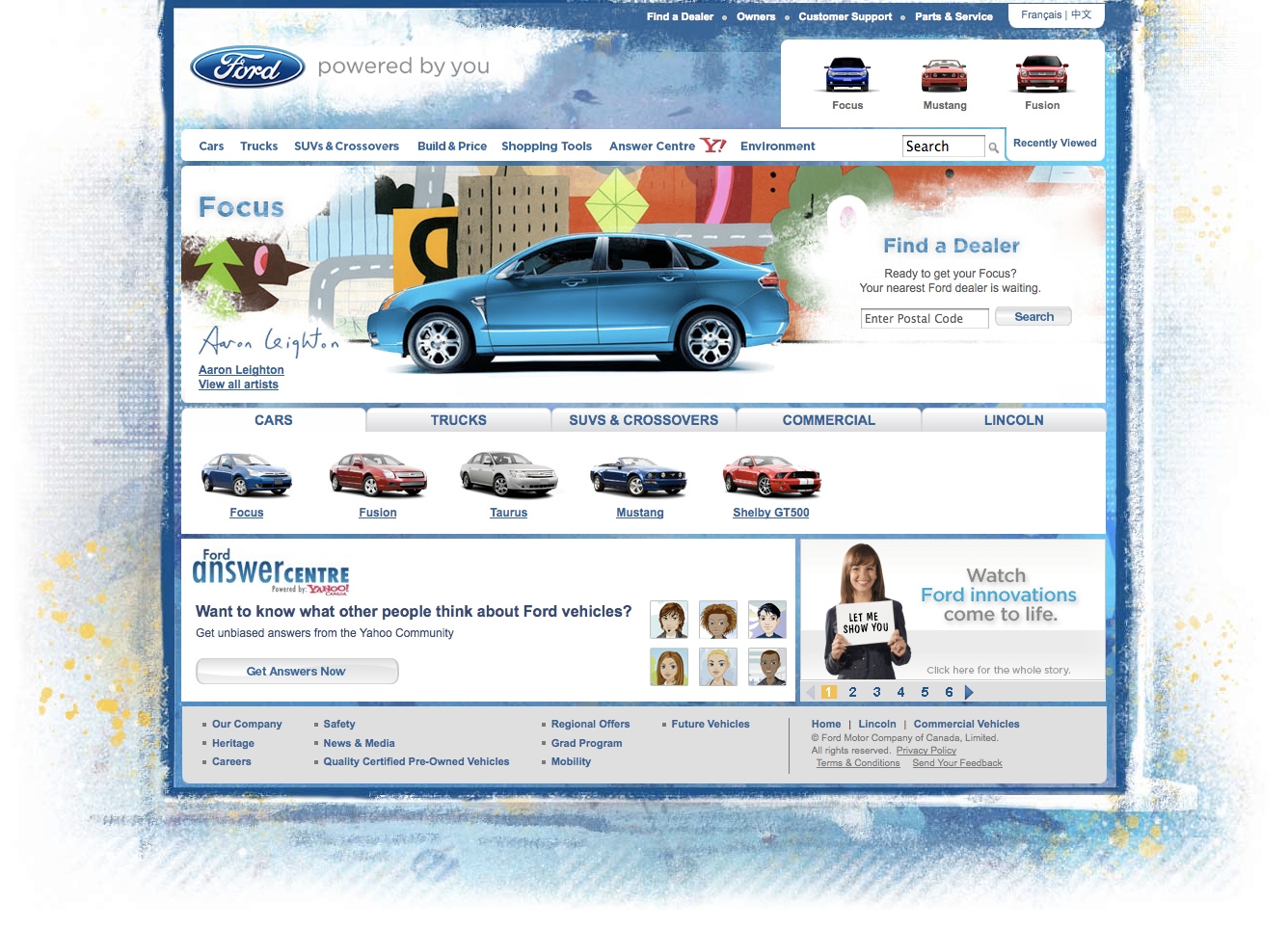 Ford of Canada Website image
