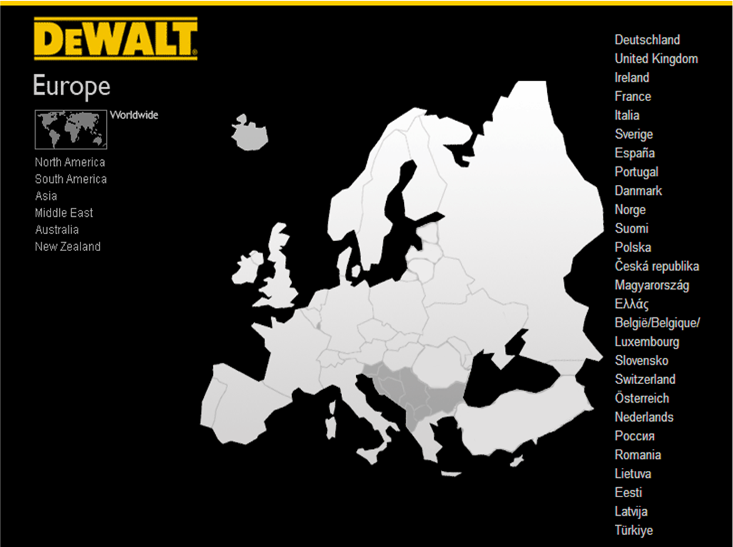 DEWALT European Websites image