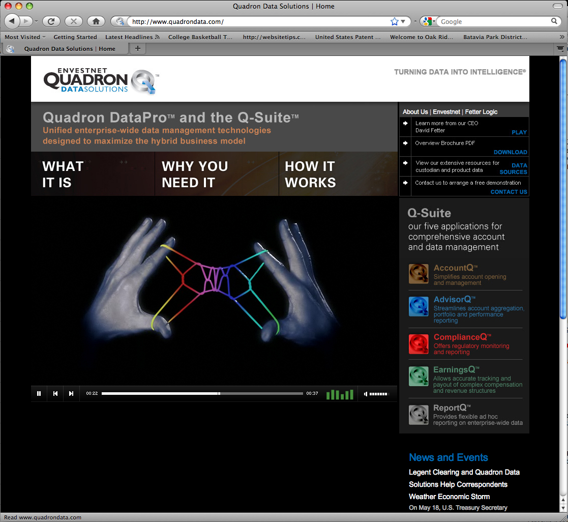 Envestnet Quadron Data Solutions Website image