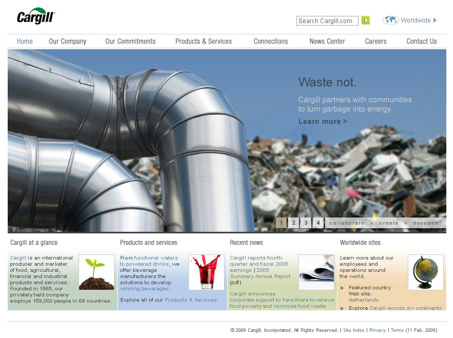 Cargill Corporate Information  Web Site image