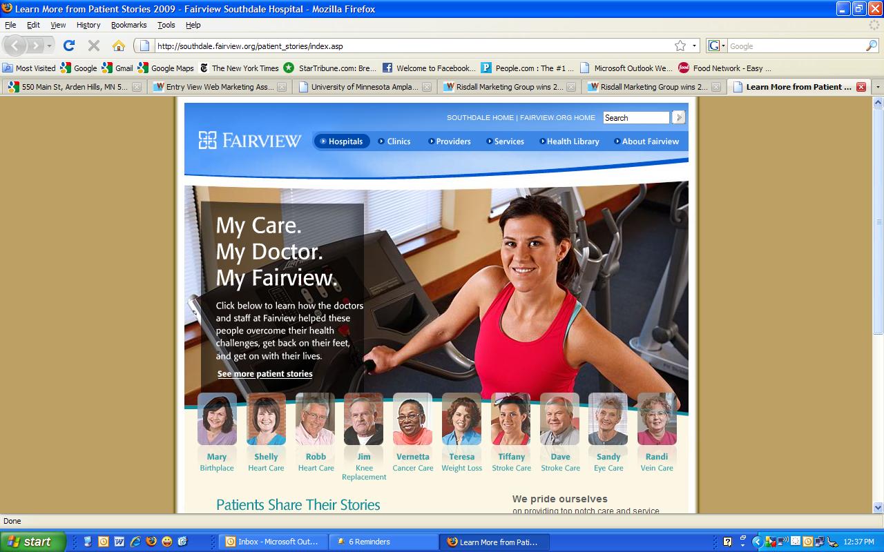 Website redesign of Fairview Southdales Patient Stories image