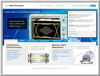 Agilent Technologies website image