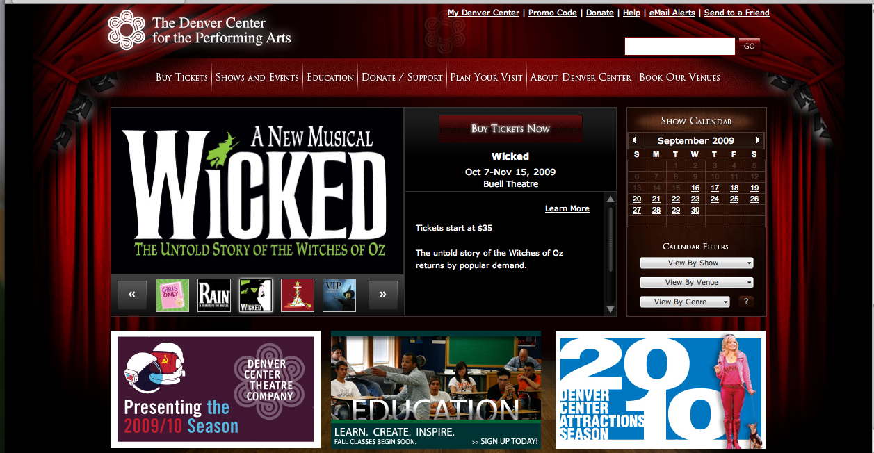 The Denver Center for the Performing Arts Web site image