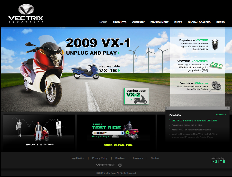 Vectrix Website image