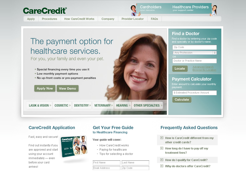 CareCredit Website image