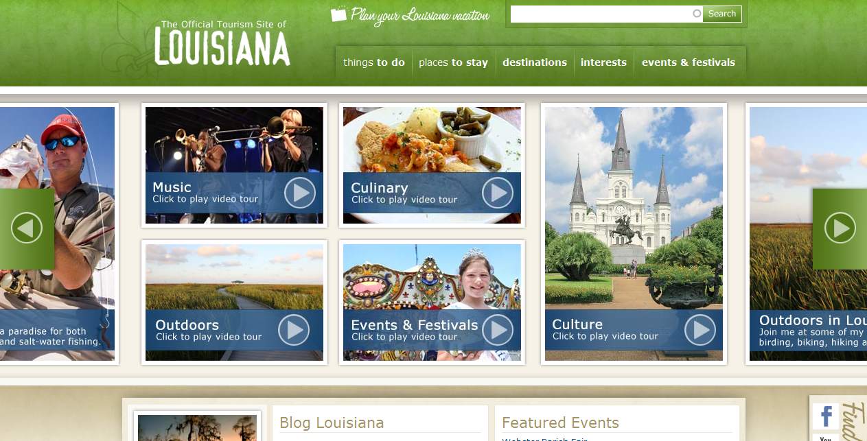 Louisiana Travel and Tourism Website image