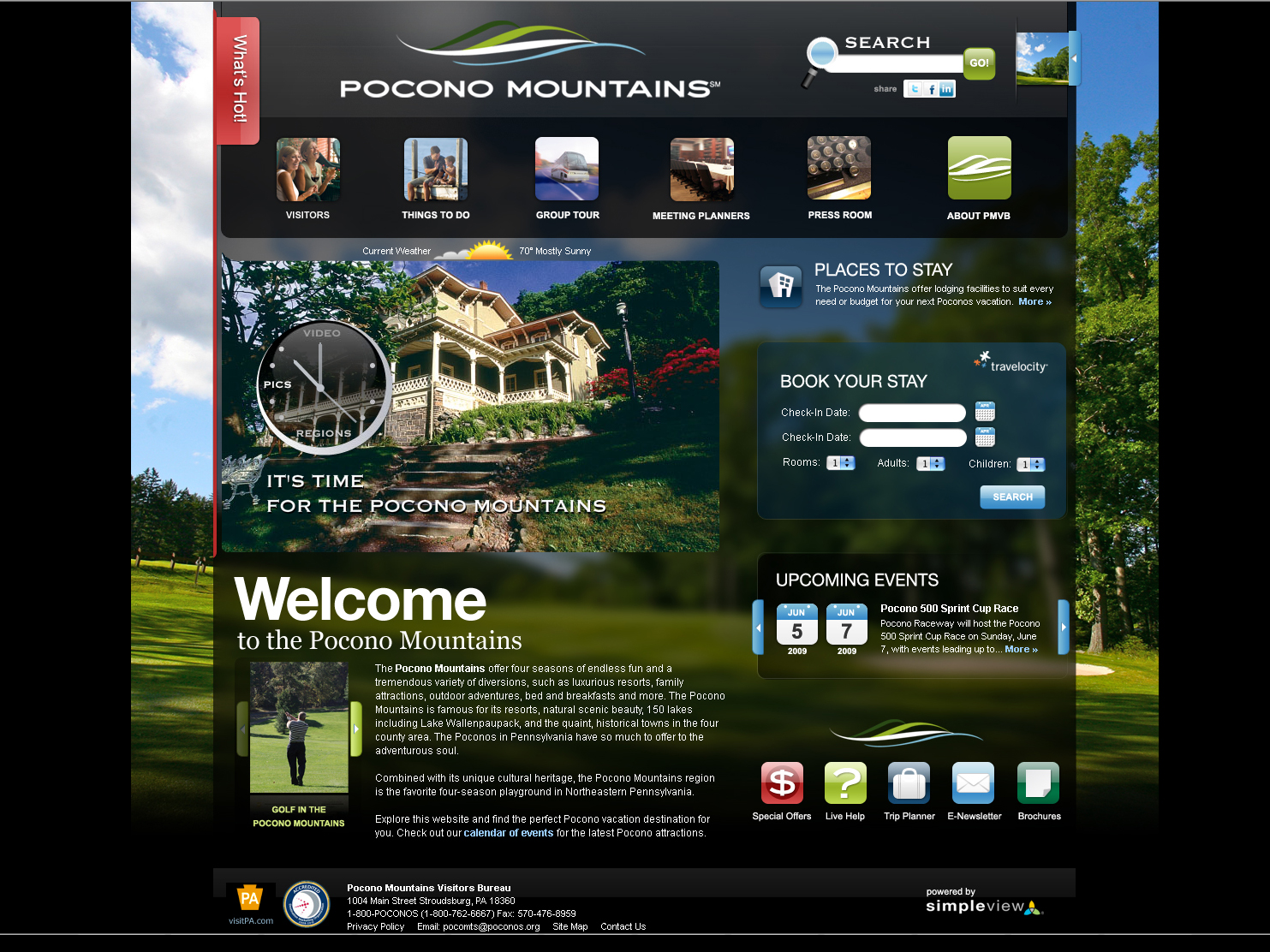 Pocono Mountains Visitors Bureau Website image