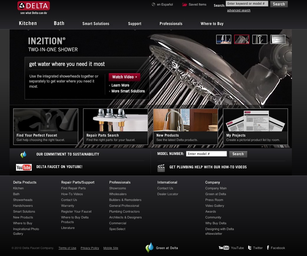 Delta Faucet Website image