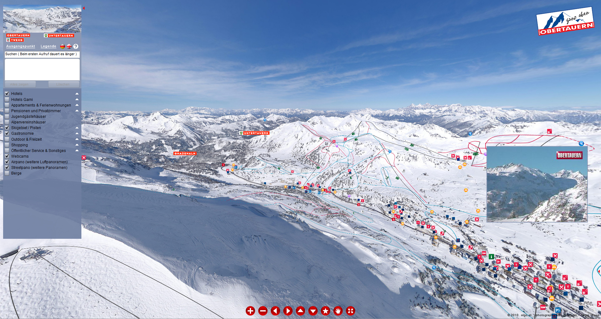 Interactive Street- and Airmap for the Obertauern Ski Resort image