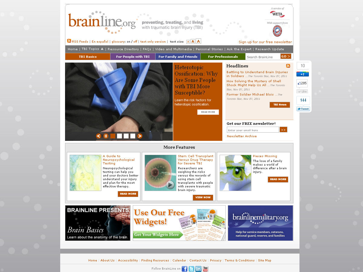 BrainLine: Preventing, Treating, and Living with Traumatic Brain Injury (TBI) image