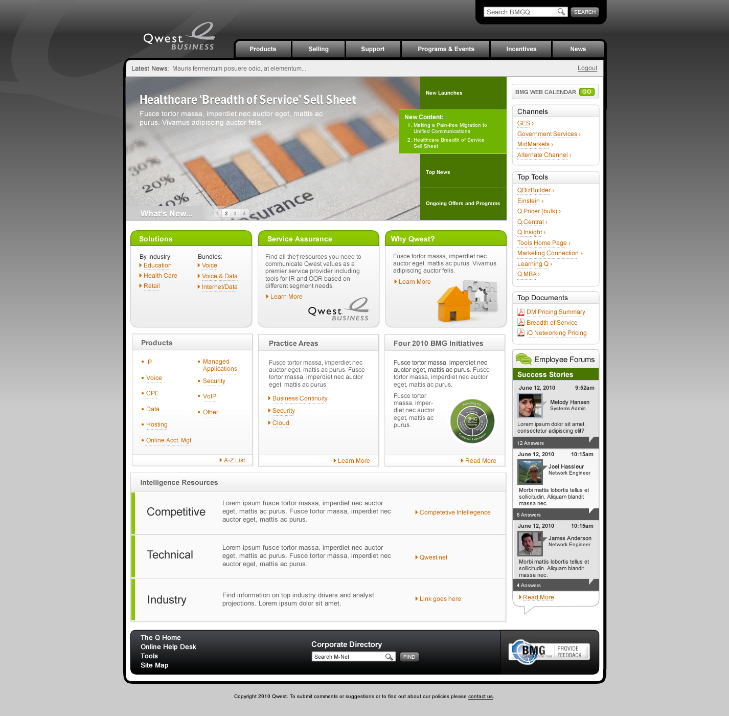 Qwest Communications/CenturyLink: Business Markets Group Sales Intranet  image