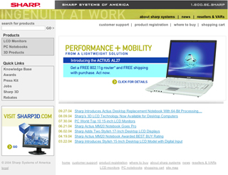 Sharp Systems of America Web site image