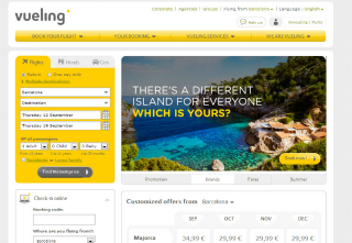Vueling Airlines E-commerce site  image