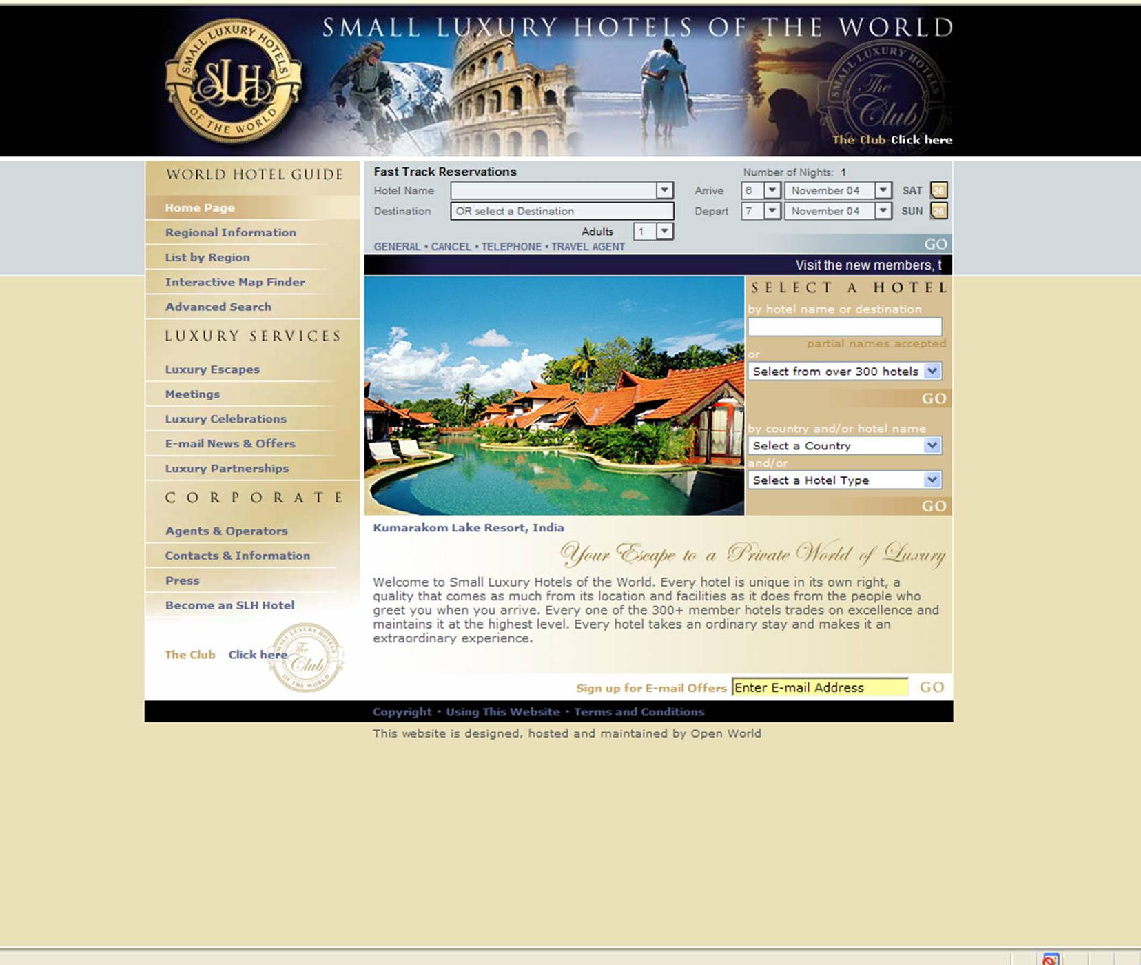 Small Luxury Hotels of  the World Web Site image