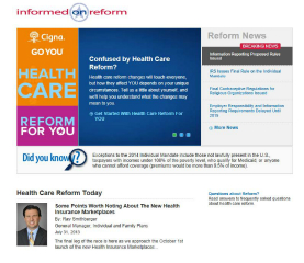 Cigna Health Care Reform Informed On Reform website image