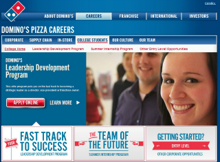 Domino's Collegiate Opportunities Webpage  image