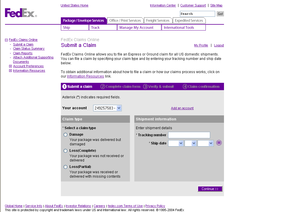 FedEx Claims Online image
