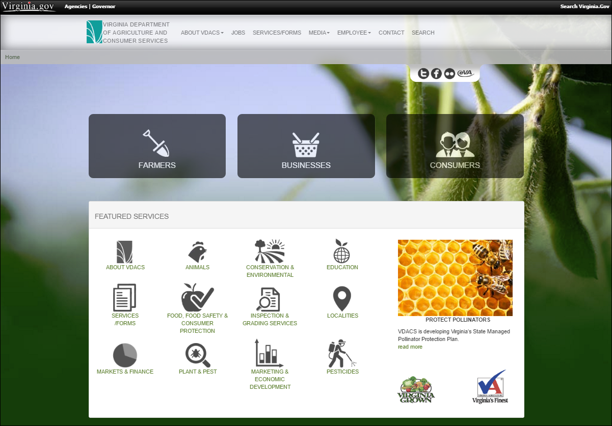 Virginia Department of Agriculture and Consumer Services Website Redesign  image