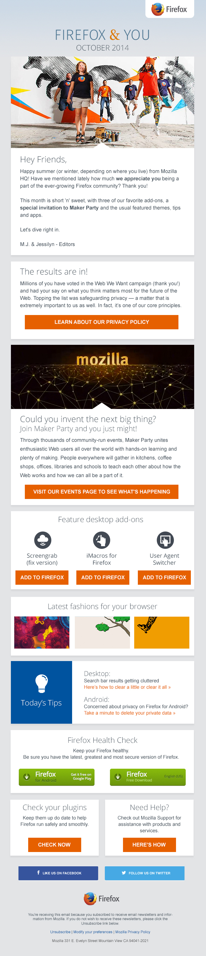 Mozilla Firefox + You Email Newsletter