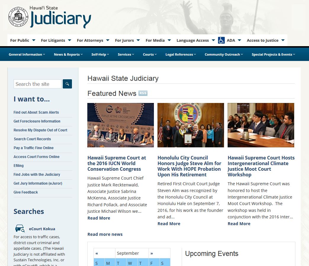 Hawaii State Judiciary Website   image