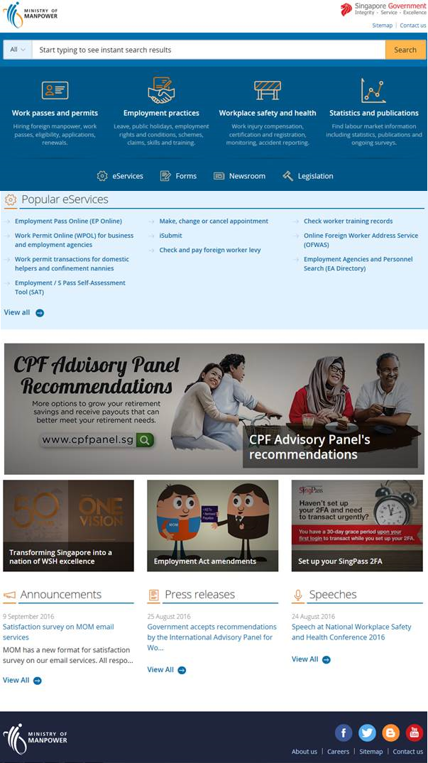 Ministry of Manpower (Singapore) Corporate Website image