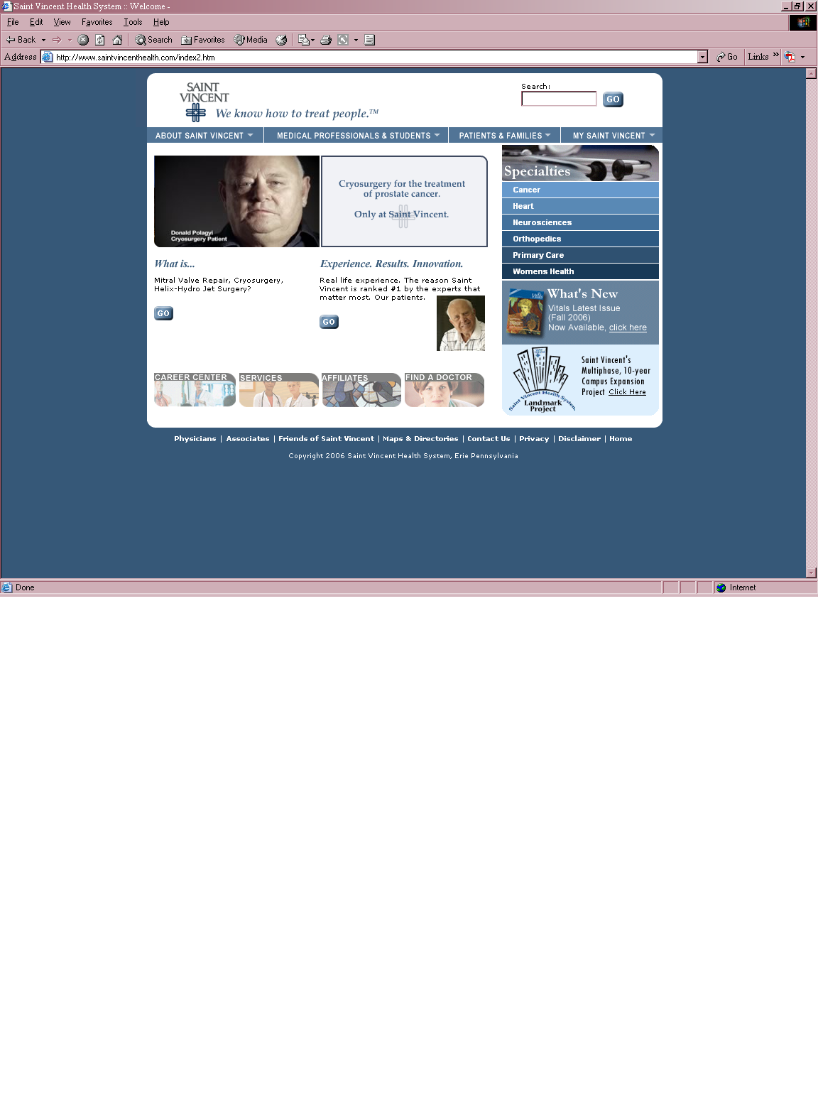Saint Vincent Health System Corporate Website-We Know How To Treat People image