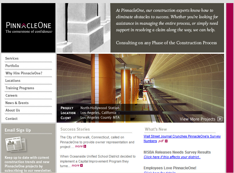 Pinnacle One Web site image