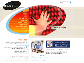 Maryland Science Center Web site image