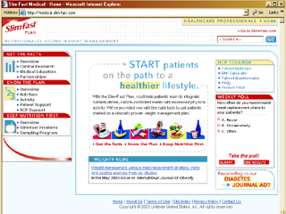 Slim-Fast Healthcare Professionals Site image