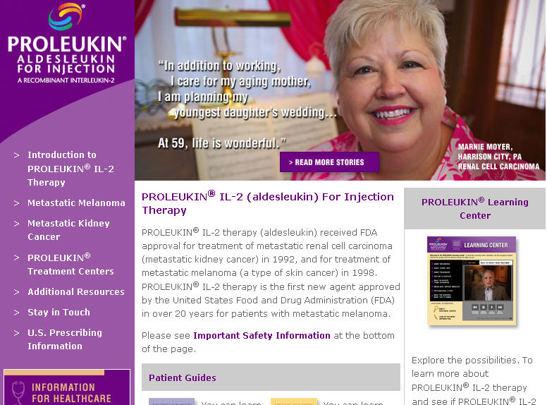 Proleukin Website image