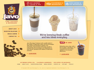 Javo Beverage Company Web Site image
