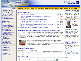 Continental Airlines Intranet image