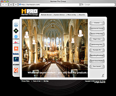 Harman Pro Guided Selling Web site image