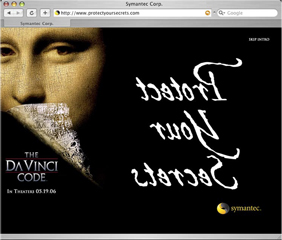 Symantec Da Vinci Code Promotional Site image