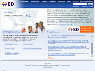 BD (Becton, Dickinson and Company) Website image