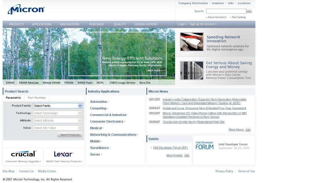 Micron Corporate Site image