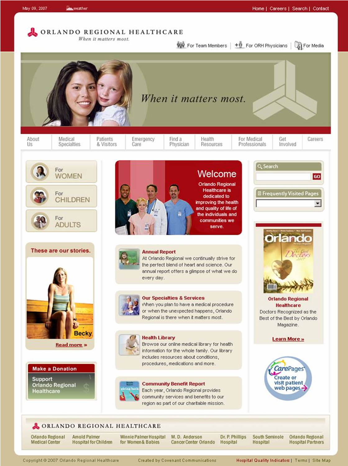 Orlando Regional Healthcare Website image