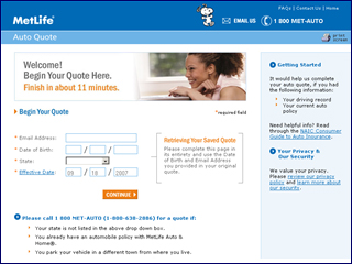 MetLife Auto & Home Auto Quote Site image
