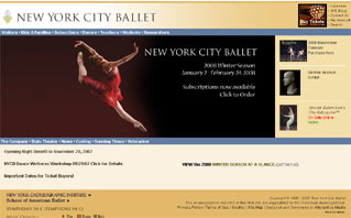 New York City Ballet Web site image