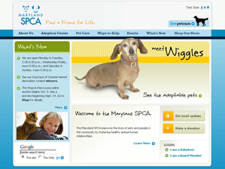 Maryland SPCA Web site image