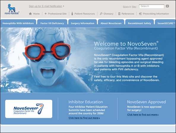 NovoSeven Product Web site image