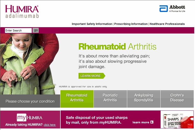 HUMIRA.com 2007 Redesign image