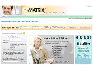 www.MyMATRIXJobs.com Job Search Web site image