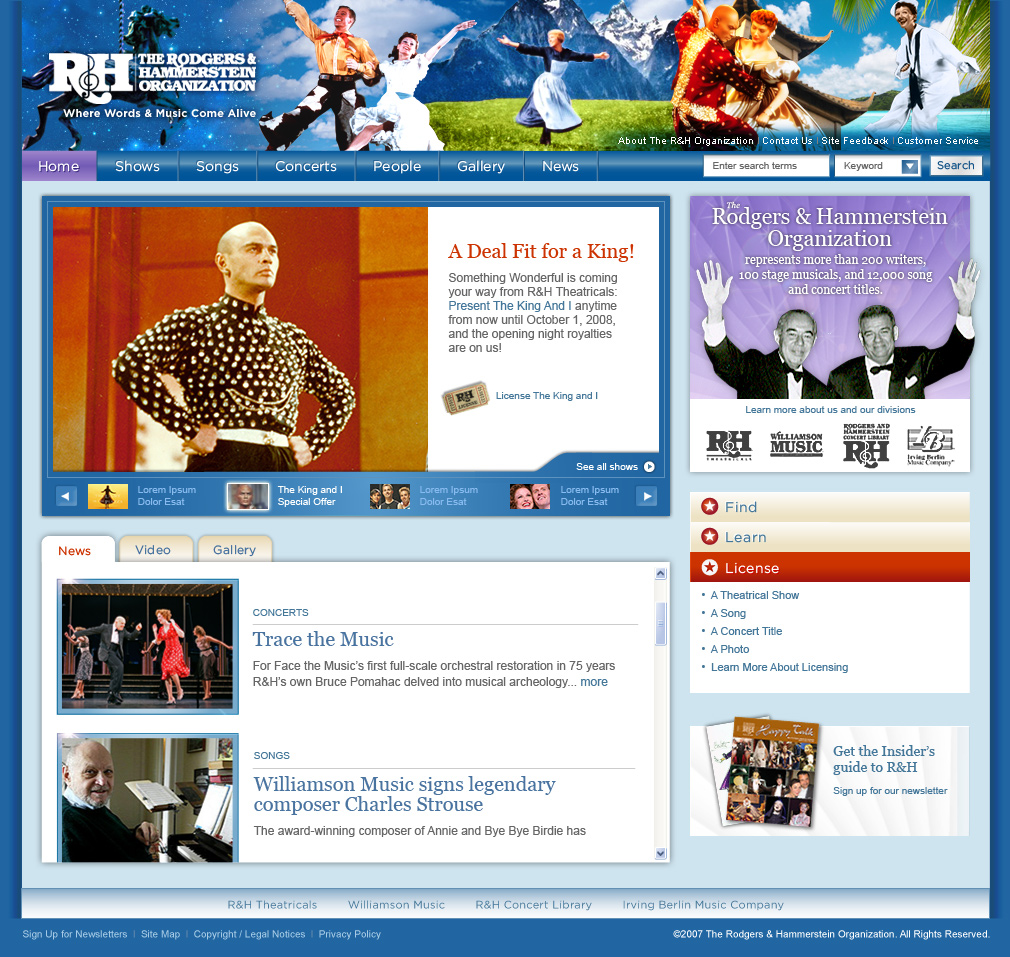 The Rodgers & Hammerstein Organization Website image